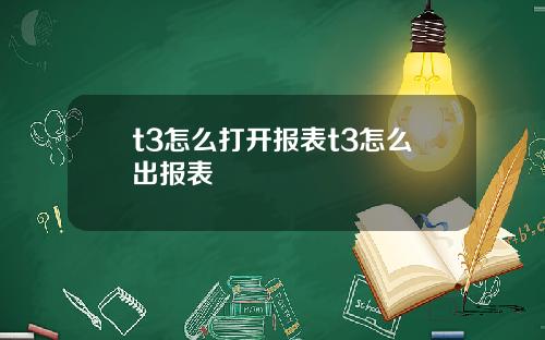 t3怎么打开报表t3怎么出报表