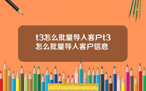 t3怎么批量导入客户t3怎么批量导入客户信息