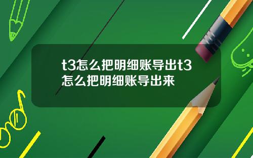 t3怎么把明细账导出t3怎么把明细账导出来