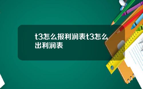 t3怎么报利润表t3怎么出利润表