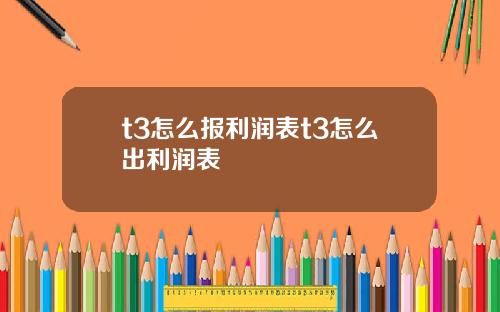 t3怎么报利润表t3怎么出利润表