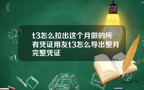 t3怎么拉出这个月做的所有凭证用友t3怎么导出整月完整凭证
