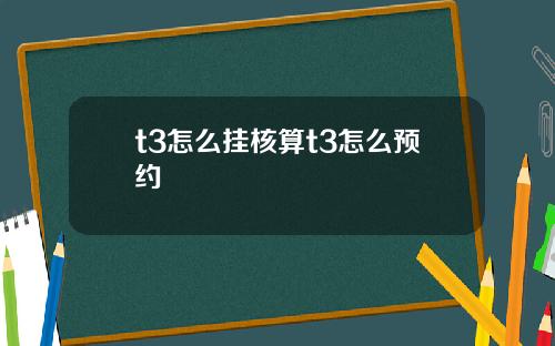 t3怎么挂核算t3怎么预约