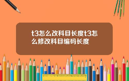 t3怎么改科目长度t3怎么修改科目编码长度