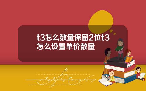 t3怎么数量保留2位t3怎么设置单价数量
