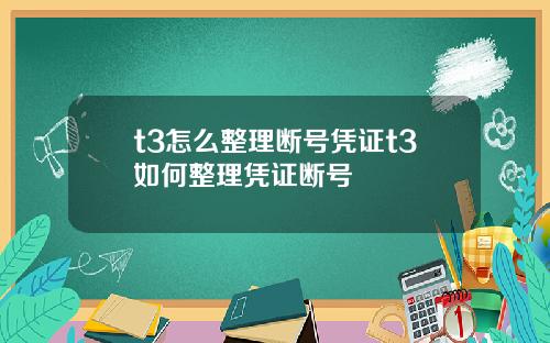 t3怎么整理断号凭证t3如何整理凭证断号