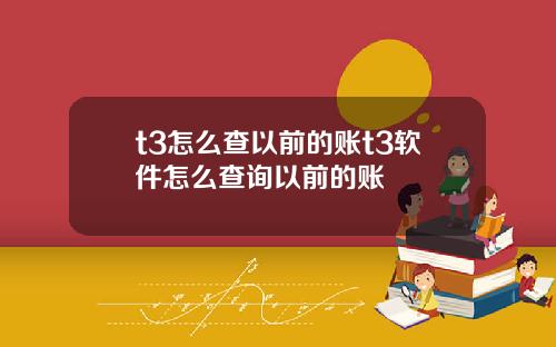 t3怎么查以前的账t3软件怎么查询以前的账