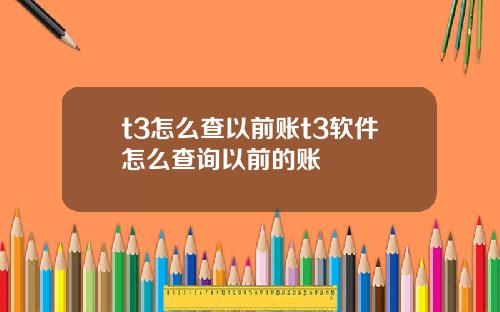 t3怎么查以前账t3软件怎么查询以前的账