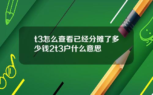 t3怎么查看已经分摊了多少钱2t3户什么意思