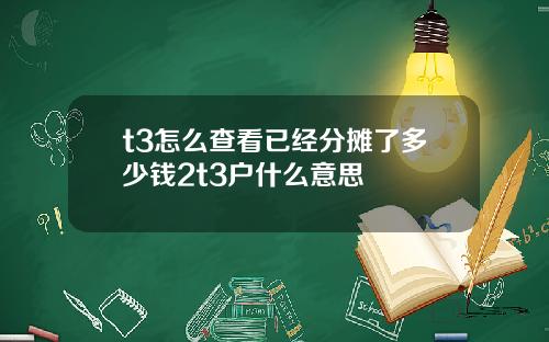 t3怎么查看已经分摊了多少钱2t3户什么意思