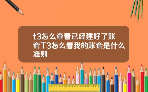 t3怎么查看已经建好了账套T3怎么看我的账套是什么准则