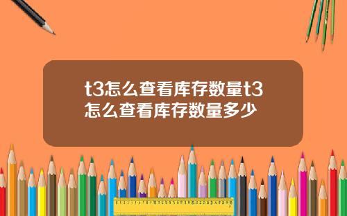t3怎么查看库存数量t3怎么查看库存数量多少