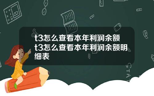 t3怎么查看本年利润余额t3怎么查看本年利润余额明细表