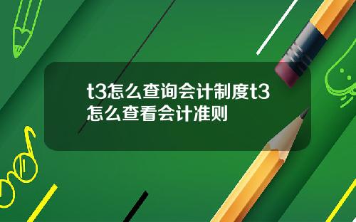 t3怎么查询会计制度t3怎么查看会计准则