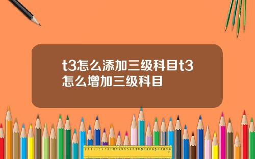 t3怎么添加三级科目t3怎么增加三级科目