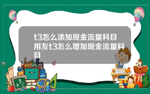 t3怎么添加现金流量科目用友t3怎么增加现金流量科目