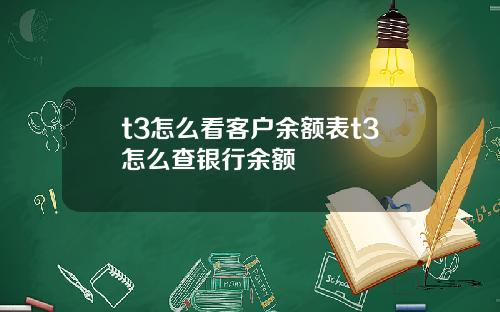 t3怎么看客户余额表t3怎么查银行余额
