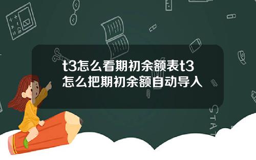 t3怎么看期初余额表t3怎么把期初余额自动导入