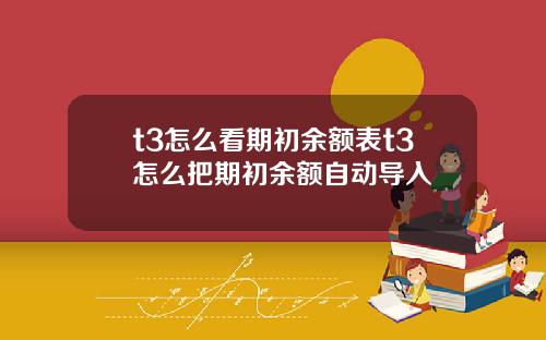 t3怎么看期初余额表t3怎么把期初余额自动导入