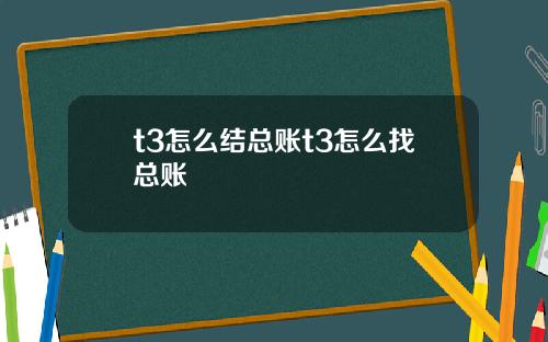 t3怎么结总账t3怎么找总账