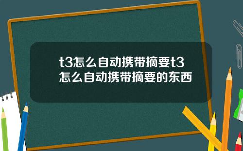 t3怎么自动携带摘要t3怎么自动携带摘要的东西