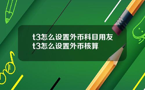 t3怎么设置外币科目用友t3怎么设置外币核算