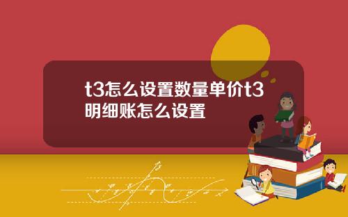 t3怎么设置数量单价t3明细账怎么设置