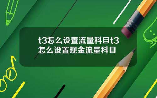 t3怎么设置流量科目t3怎么设置现金流量科目