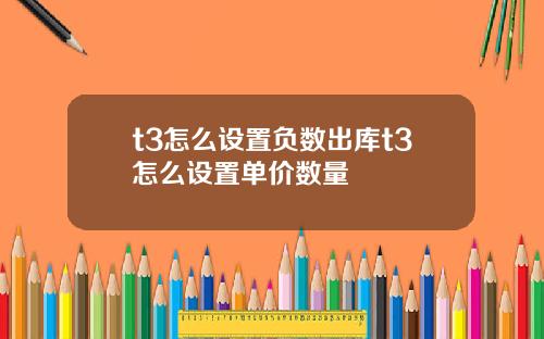 t3怎么设置负数出库t3怎么设置单价数量