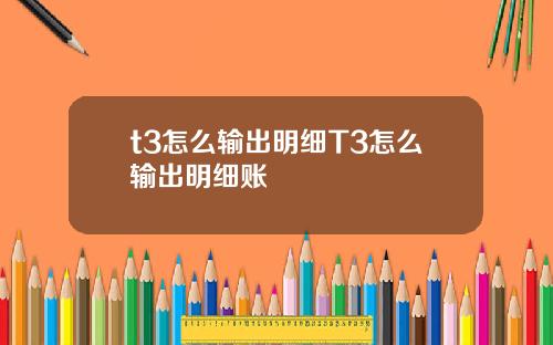 t3怎么输出明细T3怎么输出明细账