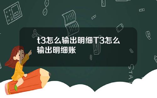 t3怎么输出明细T3怎么输出明细账