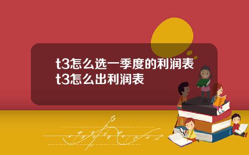 t3怎么选一季度的利润表t3怎么出利润表