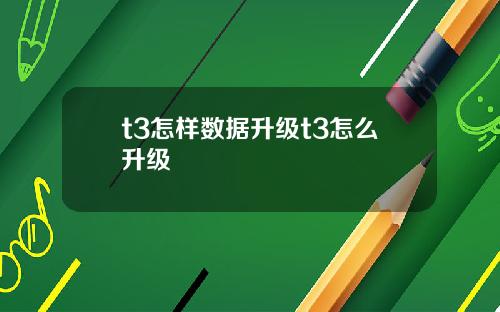 t3怎样数据升级t3怎么升级