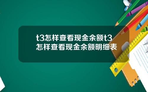 t3怎样查看现金余额t3怎样查看现金余额明细表