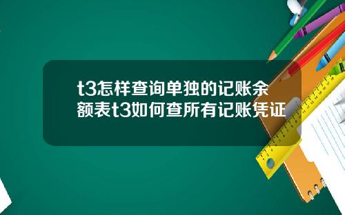 t3怎样查询单独的记账余额表t3如何查所有记账凭证
