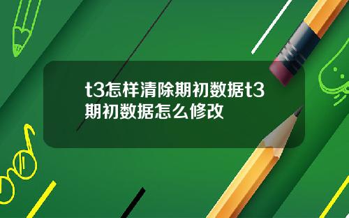 t3怎样清除期初数据t3期初数据怎么修改