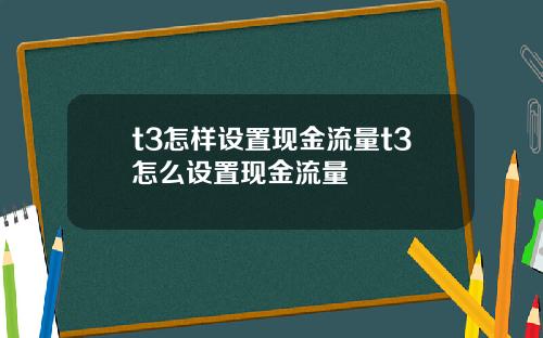 t3怎样设置现金流量t3怎么设置现金流量