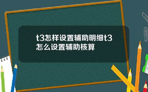 t3怎样设置辅助明细t3怎么设置辅助核算