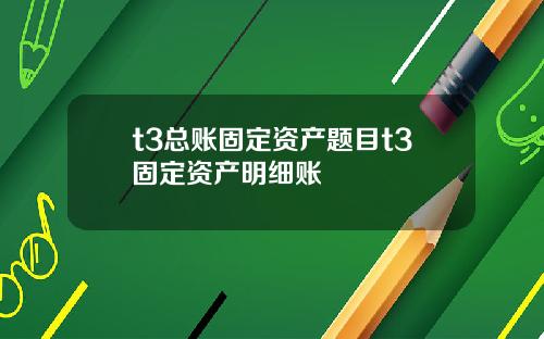 t3总账固定资产题目t3固定资产明细账