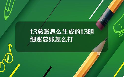 t3总账怎么生成的t3明细账总账怎么打
