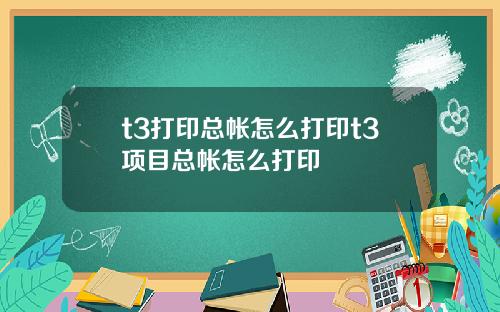 t3打印总帐怎么打印t3项目总帐怎么打印