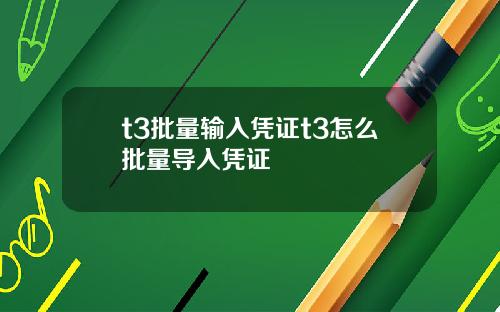 t3批量输入凭证t3怎么批量导入凭证