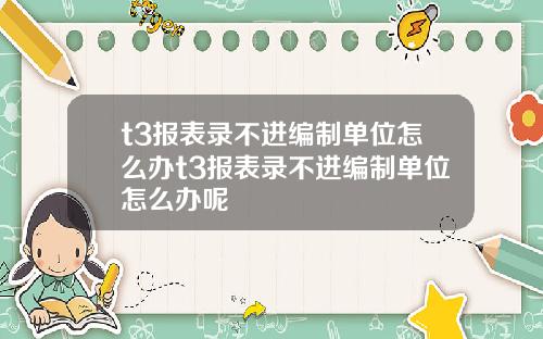 t3报表录不进编制单位怎么办t3报表录不进编制单位怎么办呢