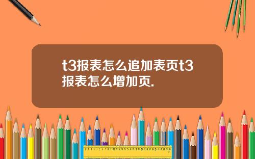 t3报表怎么追加表页t3报表怎么增加页.