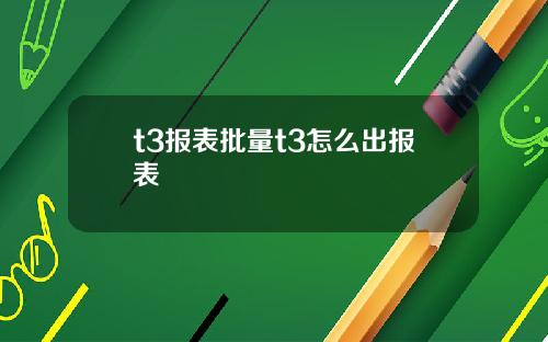 t3报表批量t3怎么出报表