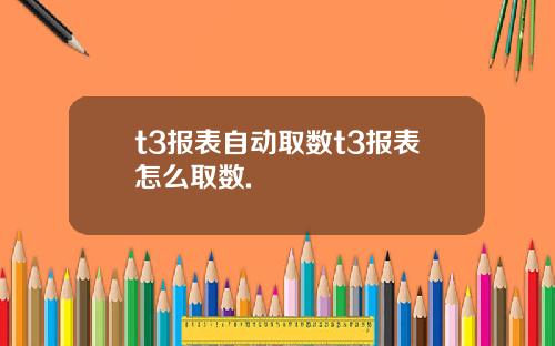 t3报表自动取数t3报表怎么取数.