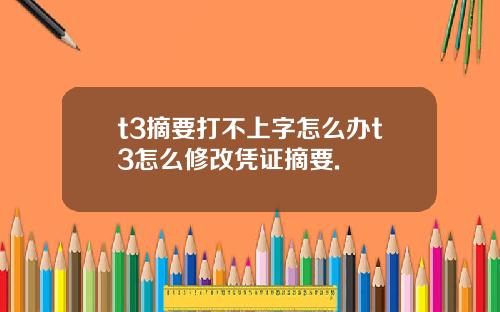 t3摘要打不上字怎么办t3怎么修改凭证摘要.