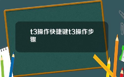 t3操作快捷键t3操作步骤