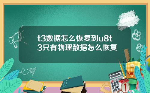 t3数据怎么恢复到u8t3只有物理数据怎么恢复