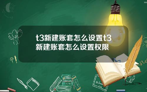 t3新建账套怎么设置t3新建账套怎么设置权限